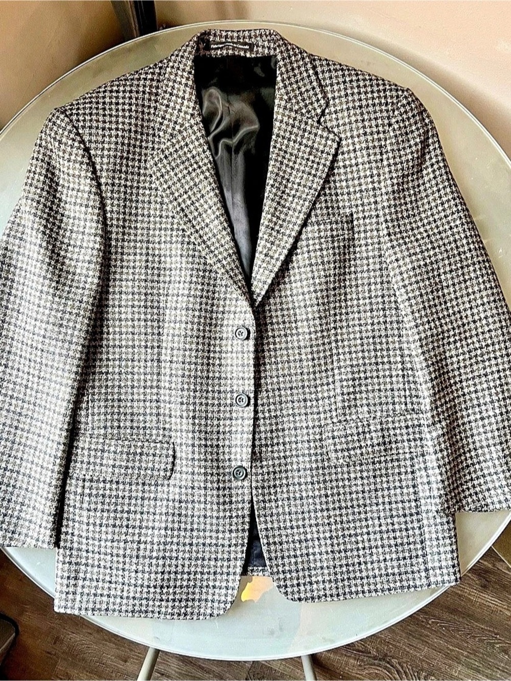 Jones New York Jackson Houndstooth Blazer Jacket Gray White Size 8 40 short.
